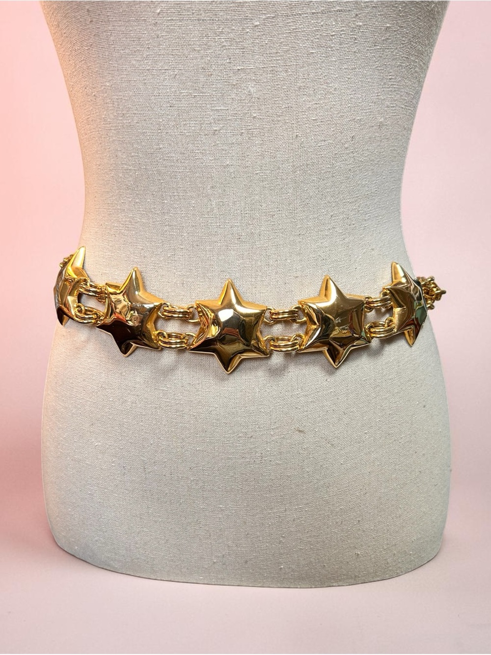 Chunky Gold Star Link Waist/Hip Chain Belt, Retro Festival Vibes